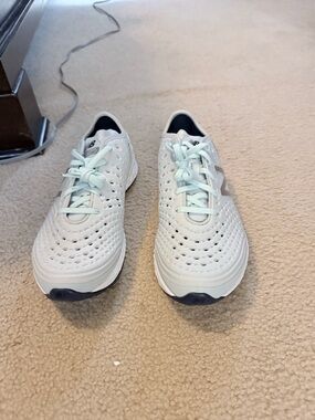 New Balance White and Light Green Casual Sneaker